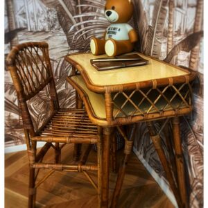 Antique desk & chair bamboo brown color