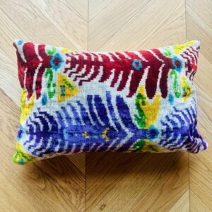 Coussin Ikat en velours imprimé 40 x 60 cm